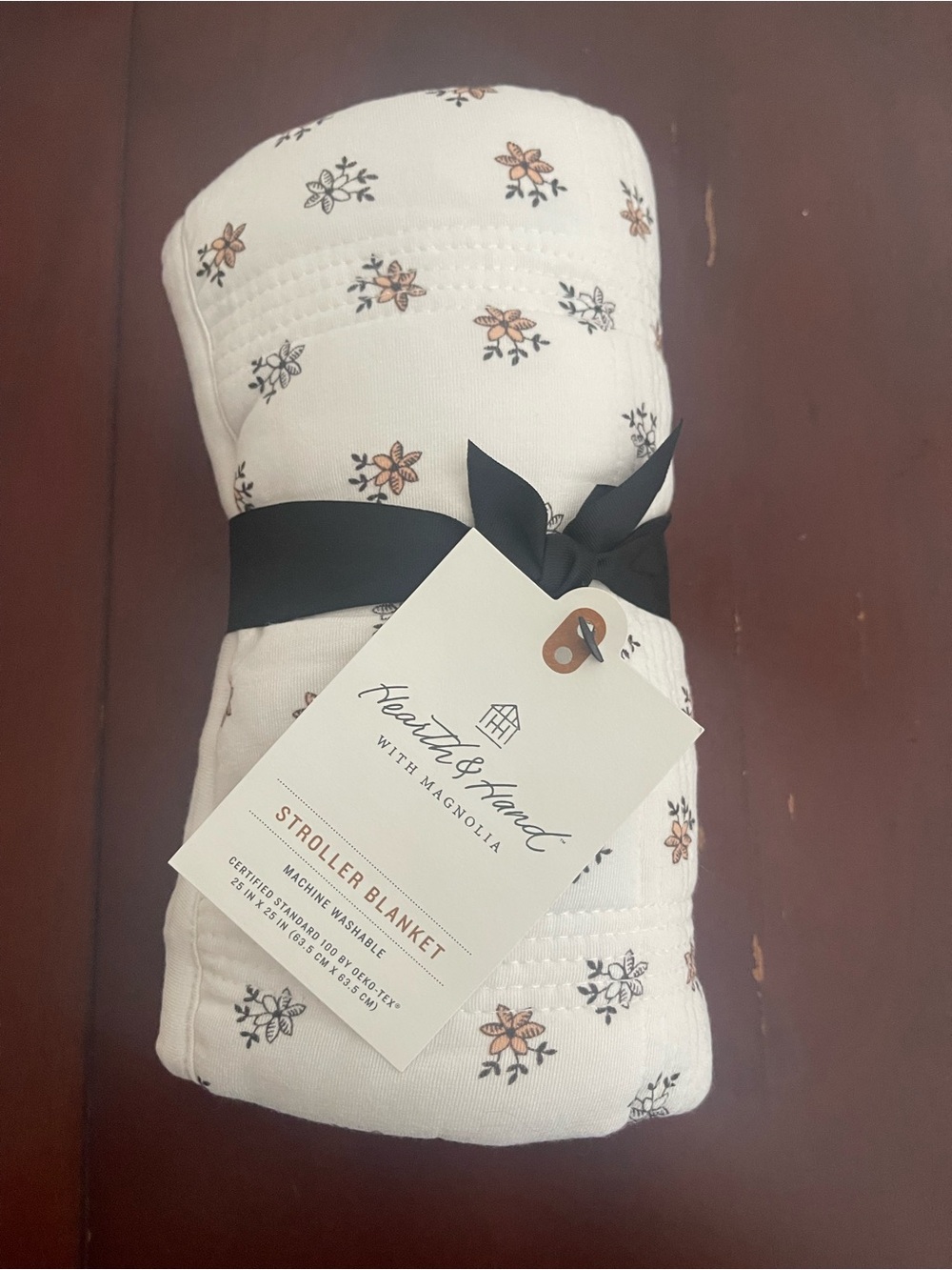 Cream Floral Stroller Blanket
